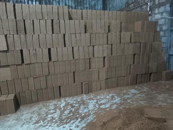 Coco Peat Blocks Grey Stack