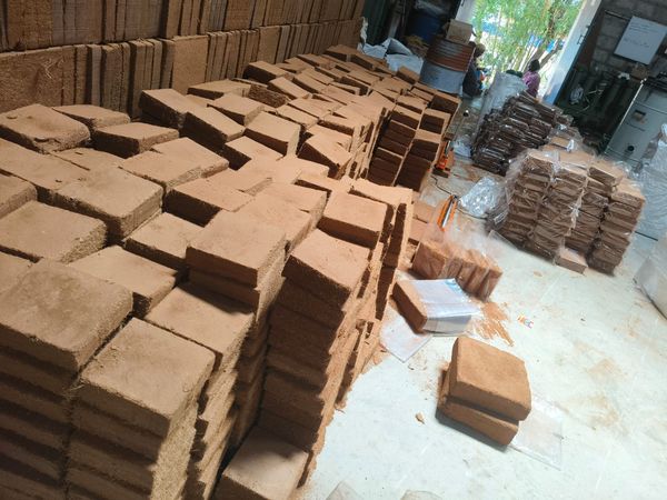 Coco Peat Blocks on Pallets