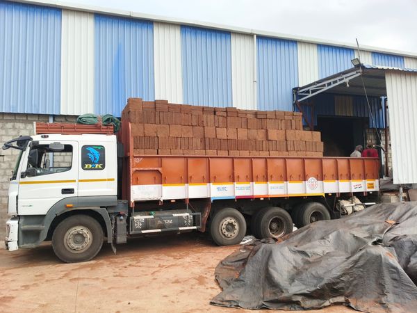 Truck Loading Coco Peat Blocks